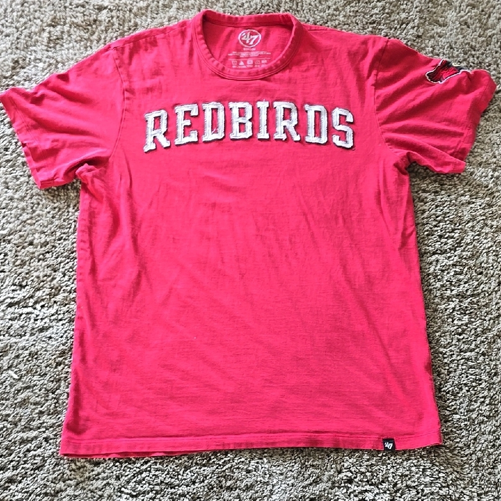 47 Red Short Sleeve Tee Vibrant Crew Neck
